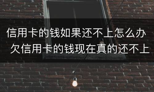 信用卡的钱如果还不上怎么办 欠信用卡的钱现在真的还不上怎么办