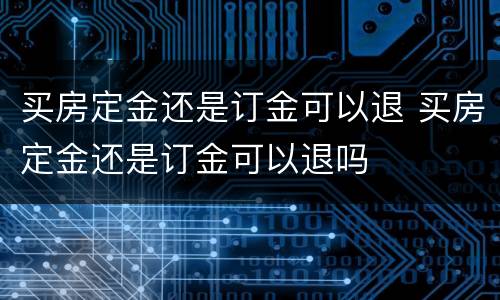 买房定金还是订金可以退 买房定金还是订金可以退吗