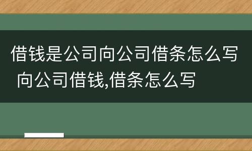 借钱是公司向公司借条怎么写 向公司借钱,借条怎么写