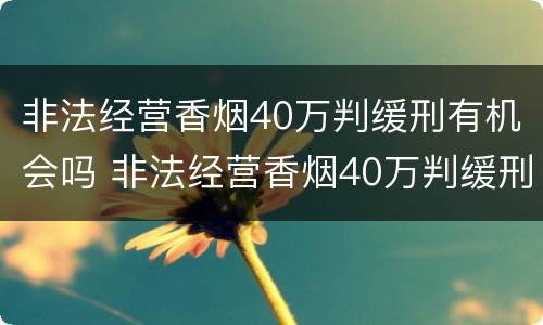 非法经营香烟40万判缓刑有机会吗 非法经营香烟40万判缓刑有机会吗