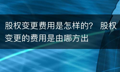 股权变更费用是怎样的？ 股权变更的费用是由哪方出