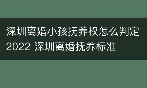 深圳离婚小孩抚养权怎么判定2022 深圳离婚抚养标准