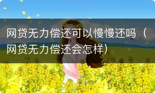 网贷无力偿还可以慢慢还吗（网贷无力偿还会怎样）