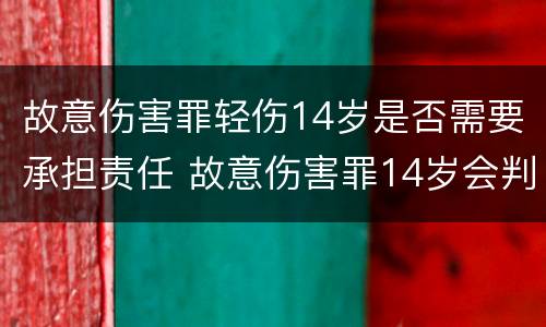 故意伤害罪轻伤14岁是否需要承担责任 故意伤害罪14岁会判刑吗