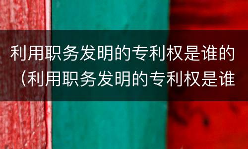 利用职务发明的专利权是谁的（利用职务发明的专利权是谁的责任）