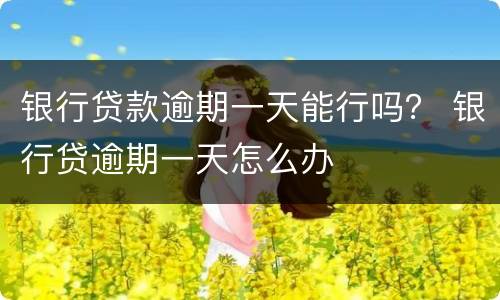 银行贷款逾期一天能行吗？ 银行贷逾期一天怎么办