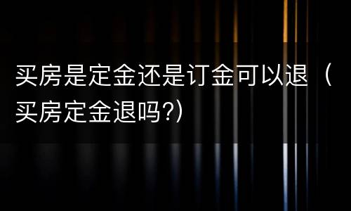 买房是定金还是订金可以退（买房定金退吗?）