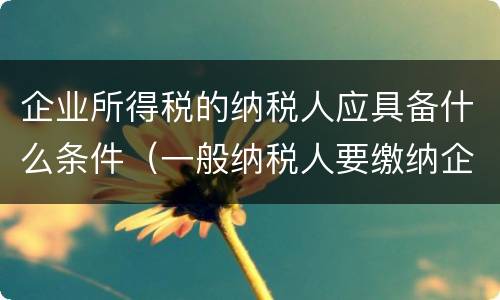 企业所得税的纳税人应具备什么条件（一般纳税人要缴纳企业所得税吗）