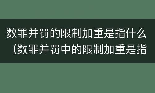 数罪并罚的限制加重是指什么（数罪并罚中的限制加重是指）