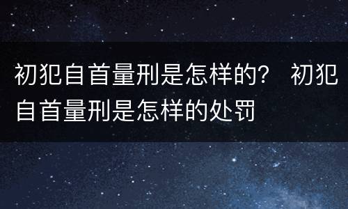 初犯自首量刑是怎样的？ 初犯自首量刑是怎样的处罚