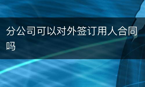 分公司可以对外签订用人合同吗
