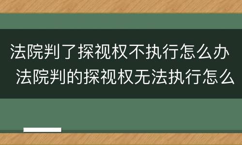 法院判了探视权不执行怎么办 法院判的探视权无法执行怎么办?