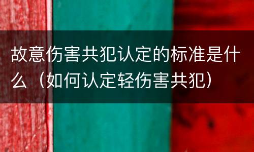 故意伤害共犯认定的标准是什么（如何认定轻伤害共犯）