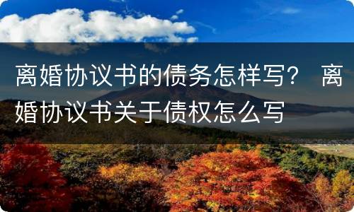 离婚协议书的债务怎样写？ 离婚协议书关于债权怎么写