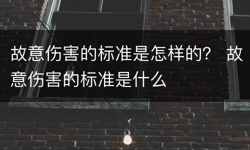 故意伤害的标准是怎样的？ 故意伤害的标准是什么