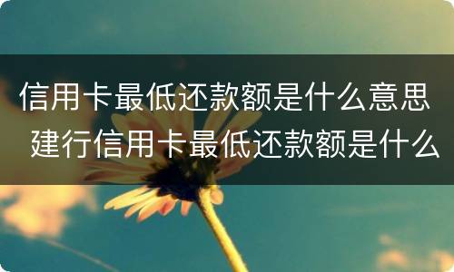 信用卡最低还款额是什么意思 建行信用卡最低还款额是什么意思