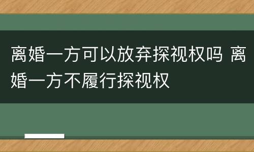 离婚一方可以放弃探视权吗 离婚一方不履行探视权