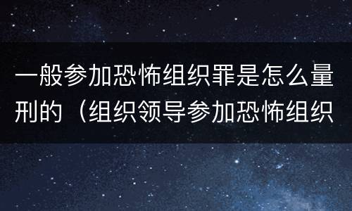 一般参加恐怖组织罪是怎么量刑的（组织领导参加恐怖组织罪的构成要件）