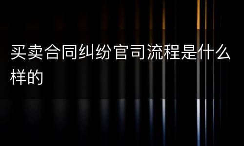 买卖合同纠纷官司流程是什么样的