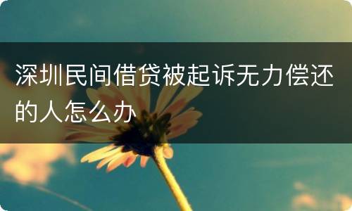 深圳民间借贷被起诉无力偿还的人怎么办