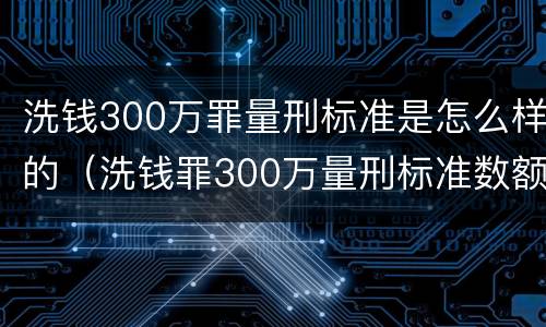 洗钱300万罪量刑标准是怎么样的（洗钱罪300万量刑标准数额）