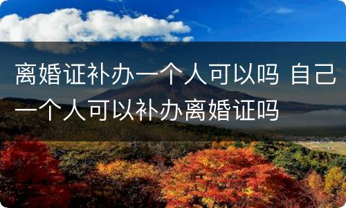 离婚证补办一个人可以吗 自己一个人可以补办离婚证吗