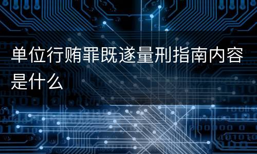 单位行贿罪既遂量刑指南内容是什么