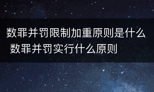 数罪并罚限制加重原则是什么 数罪并罚实行什么原则