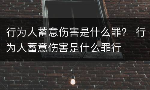行为人蓄意伤害是什么罪？ 行为人蓄意伤害是什么罪行