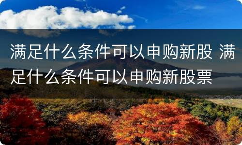 满足什么条件可以申购新股 满足什么条件可以申购新股票