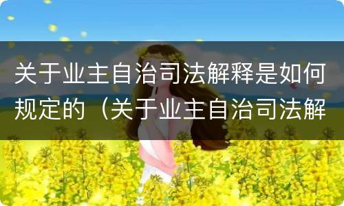 关于业主自治司法解释是如何规定的（关于业主自治司法解释是如何规定的呢）