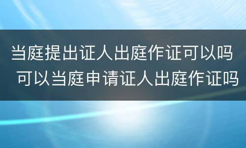 当庭提出证人出庭作证可以吗 可以当庭申请证人出庭作证吗