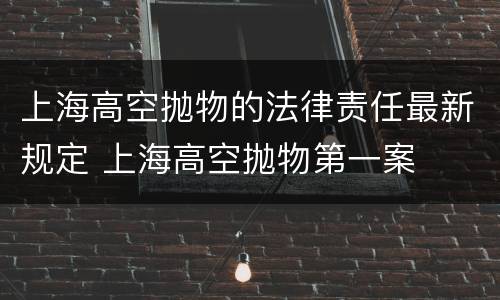 上海高空抛物的法律责任最新规定 上海高空抛物第一案