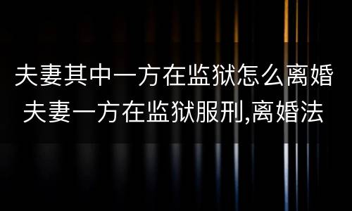 夫妻其中一方在监狱怎么离婚 夫妻一方在监狱服刑,离婚法院会批吗
