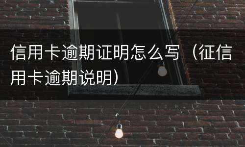 信用卡逾期证明怎么写（征信用卡逾期说明）
