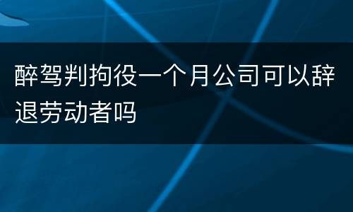 醉驾判拘役一个月公司可以辞退劳动者吗