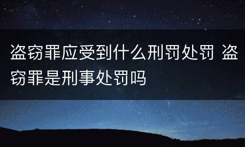 盗窃罪应受到什么刑罚处罚 盗窃罪是刑事处罚吗