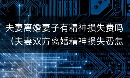 夫妻离婚妻子有精神损失费吗（夫妻双方离婚精神损失费怎么算）