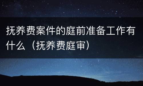 抚养费案件的庭前准备工作有什么（抚养费庭审）