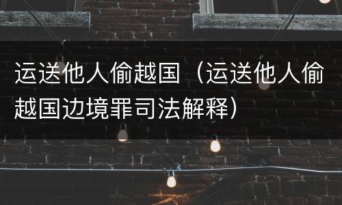运送他人偷越国（运送他人偷越国边境罪司法解释）