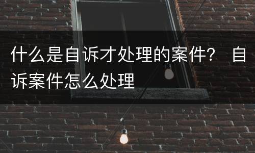 什么是自诉才处理的案件？ 自诉案件怎么处理