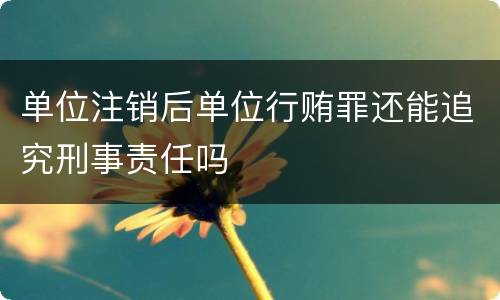 单位注销后单位行贿罪还能追究刑事责任吗