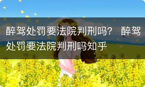 醉驾处罚要法院判刑吗？ 醉驾处罚要法院判刑吗知乎