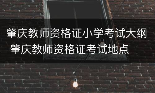 肇庆教师资格证小学考试大纲 肇庆教师资格证考试地点