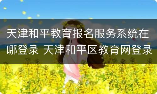 天津和平教育报名服务系统在哪登录 天津和平区教育网登录平台