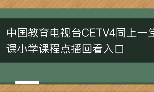 中国教育电视台CETV4同上一堂课小学课程点播回看入口