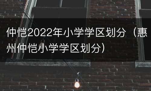 仲恺2022年小学学区划分（惠州仲恺小学学区划分）