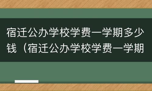 宿迁公办学校学费一学期多少钱（宿迁公办学校学费一学期多少钱一个月）