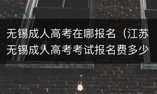 无锡成人高考在哪报名（江苏无锡成人高考考试报名费多少钱）