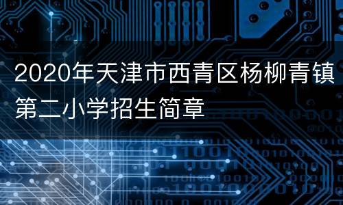 2020年天津市西青区杨柳青镇第二小学招生简章